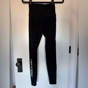 Beyond Yoga Black Leggings with I Am a Voter collab size small